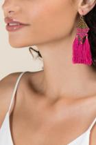Francesca's Isadora Beaded Earrings With Fuchsia Tassels - Fuchsia