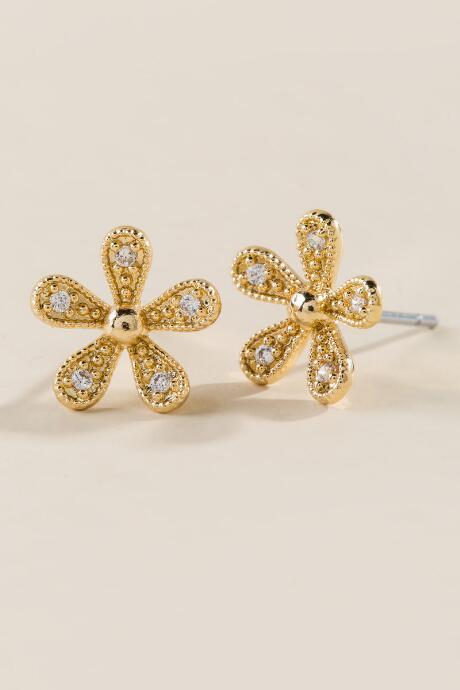 Francesca Inchess Jasmine Floral Studs - Gold