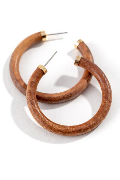 Francesca's Misty Wood Hoops - Brown