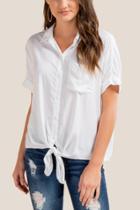 Francesca's Celeste Button Down Top - White