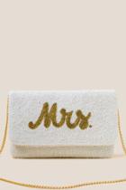 Francesca's Cassie Beaded Mrs Clutch - White