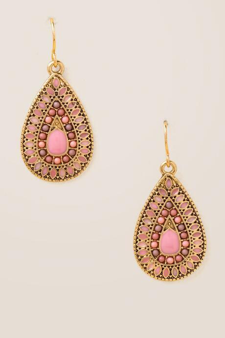 Francesca Inchess Tara Teardrop Earrings - Pink