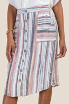 Francesca's Talia Button Front Midi Skirt - Baby Blue