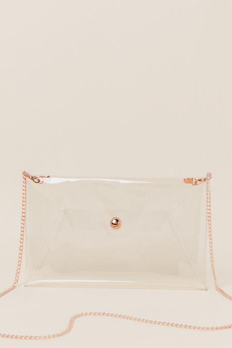 Francesca's Mariah Clear Envelope Crossbody Clutch - Clear
