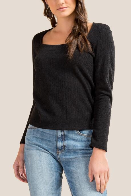 Francesca Inchess Alexa Square Neck Top - Black