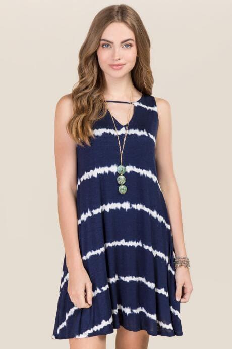 Alya Aven Tie Dye Shift Dress - Navy