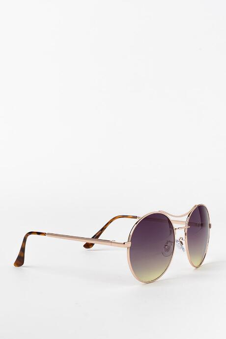 Francesca's Kelly Oversized Round Sunglasses - Gold