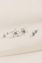 Francesca's Gia Flower Stud Earring Set - Silver