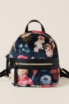 Francesca's Victoria Floral Velvet Mini Backpack - Navy
