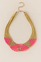 Francesca's Amari Beaded Statement Necklace In Pink - Neon Coral