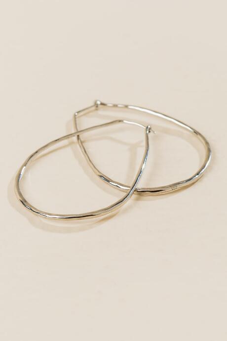 Francesca Inchess Juno Hammered Oval Hoops - Silver