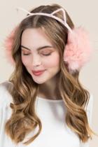 Francesca's Mackenzie Pink Faux Fur Cat Earmuffs - Blush