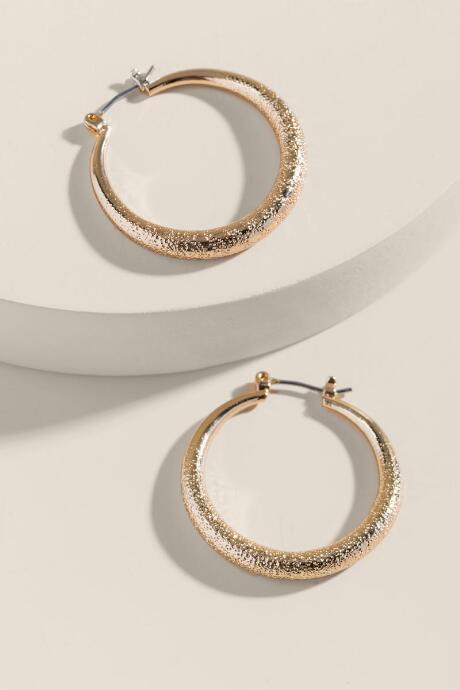 Francesca's Elizabeth Sandblast Hoop Earrings - Gold
