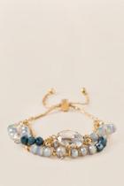 Francesca's Amber Bead Stone Pull Tie Bracelet - Blue