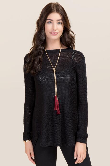 Francesca's Luci Cross Back Sweater - Black