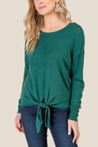 Francesca's Megan Tie Front Pullover Sweater - Forest