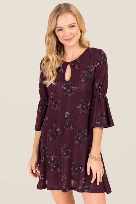 Alya Nella Floral Knit Dress - Purple