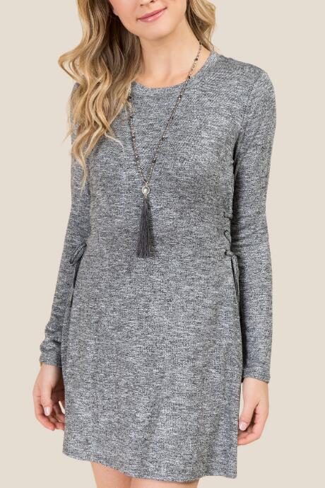 Francesca's Beckett Tie Side Hacci Dress - Black/white