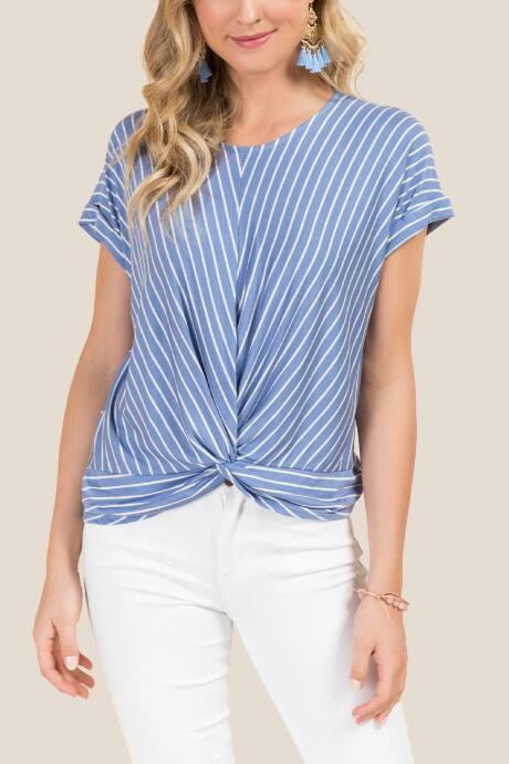 Francesca's Bronte Twist Front Cupro Top - Oxford Blue