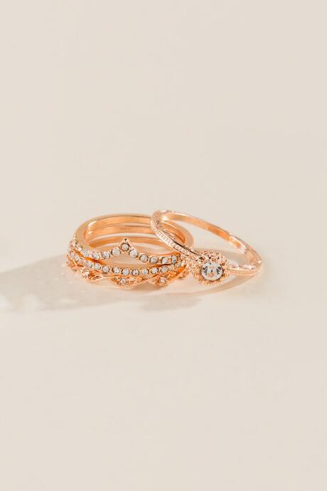 Francesca's Jhen Elegant Ring Set - Rose/gold