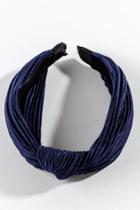 Francesca's Sandy Crinkle Satin Headband - Navy