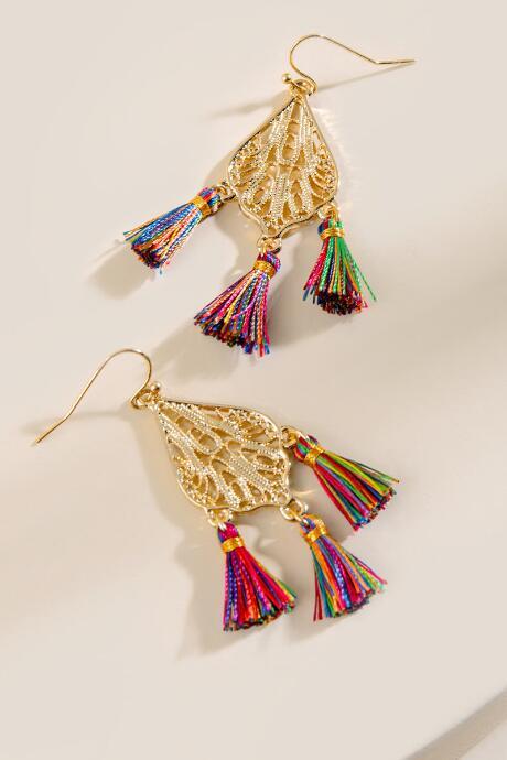 Francesca's Catherine Multi Tassel Earrings - Multi