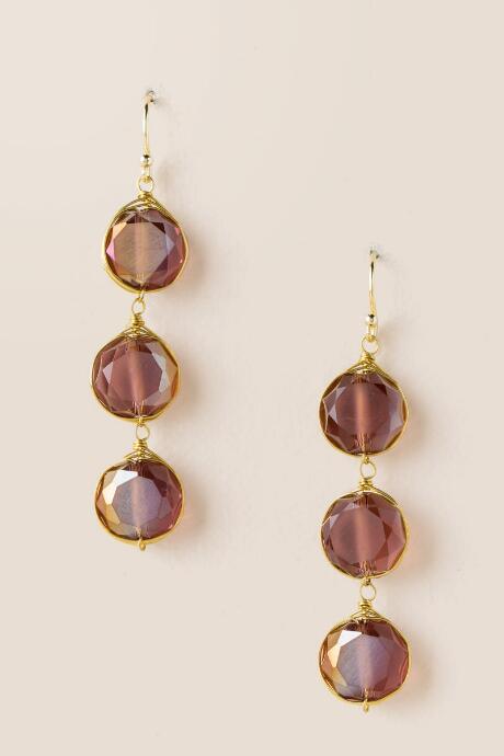Francesca's Mariam Glass Bead Chandelier Earring - Mauve