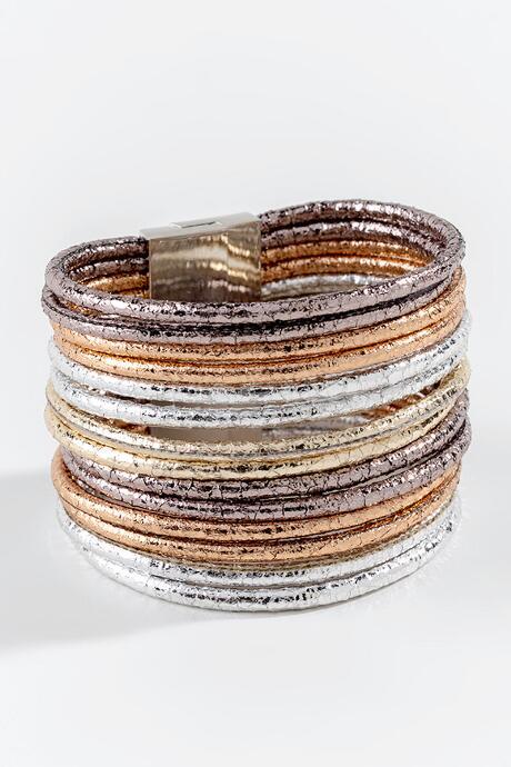 Francesca's Naomi Metallic Cord Wrap Bracelet - Mixed Plating