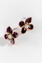 Francesca's Megan Mini Floral Studs - Burgundy