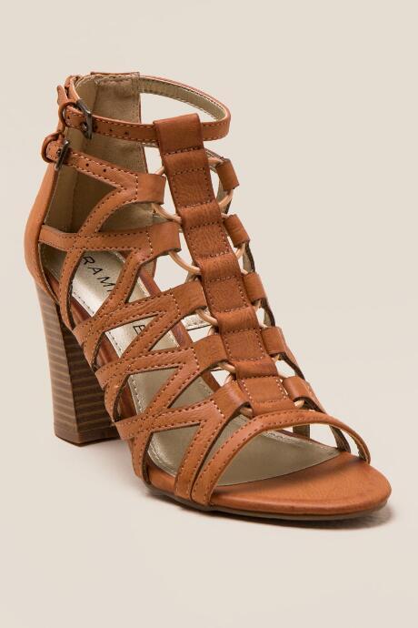 Rampage Elsies Strappy Caged Block Heel - Natural