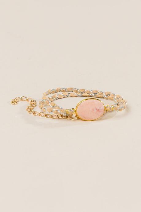 Francesca's Asher Stone Suede Wrap Bracelet - Blush
