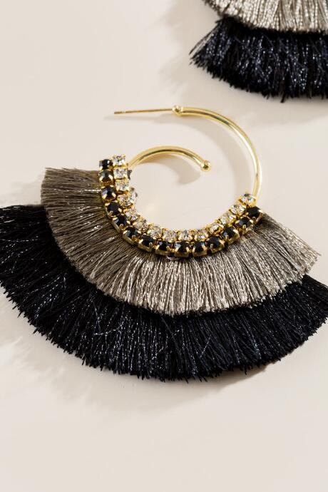 Francesca's Katelyn Tassel Earrings In Black - Black