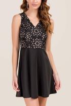 Francesca's Katie Laser Cut A-line Dress - Black