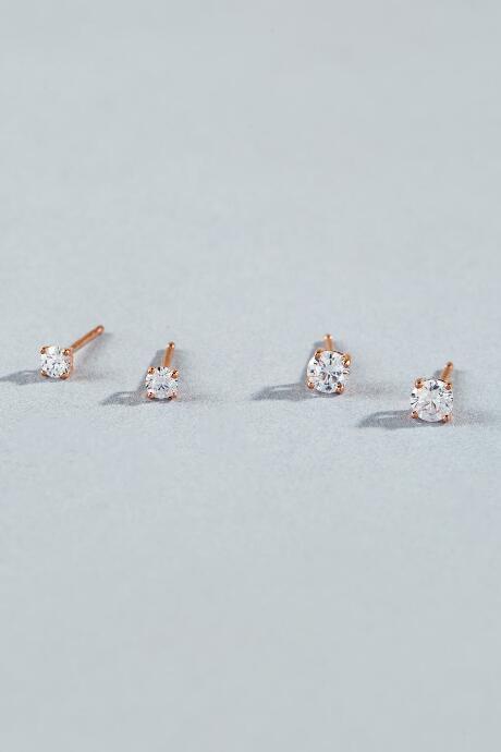 Francesca's Linnea Tiny Rose Gold Stud Set - Rose/gold