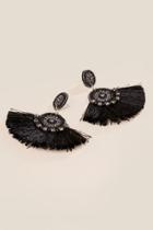 Francesca's Lizzie Fan Tassel Earrings - Black