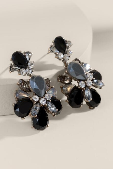 Francesca's Alicia Multi Facet Chandelier Earrings - Black