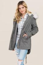 Francesca's Letty Quilted Sherpa Lining Hooded Anorak - Olive