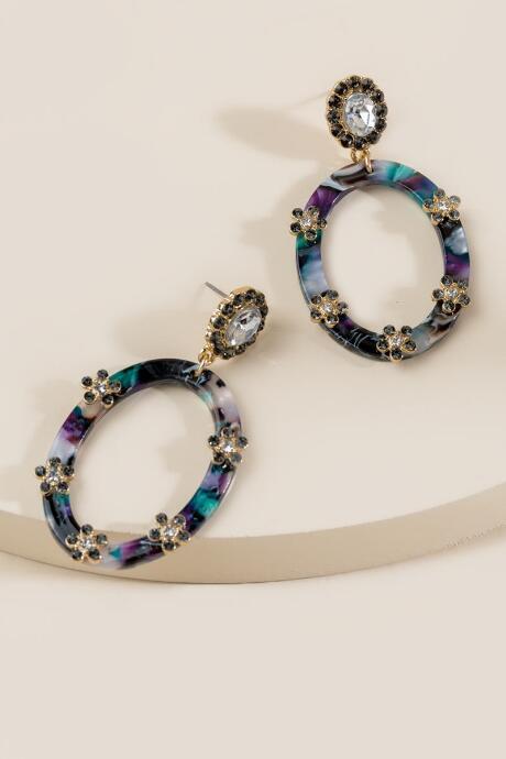 Francesca's Shayla Open Oval Drop Earrings - Pine