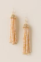 Francesca's Lucy Glass Bead Tassel Earring In Ivory - Ivory