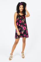 Francesca's Isrella Floral Velvet Dress - Black