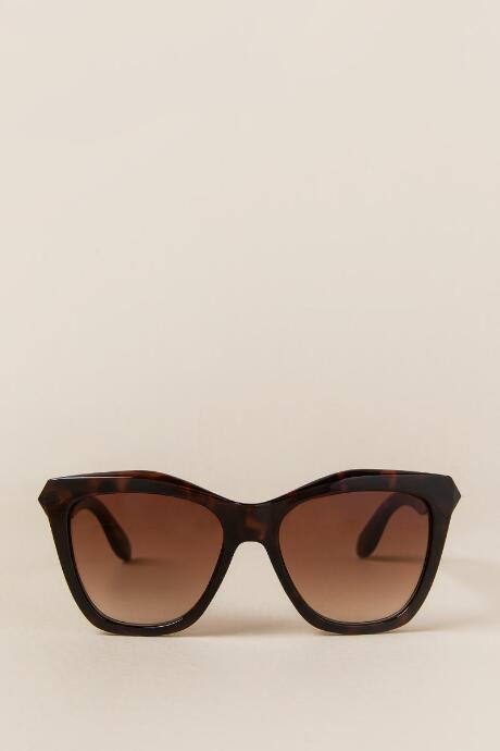 Francescca's Gloria Plastic Sunglasses - Tortoise