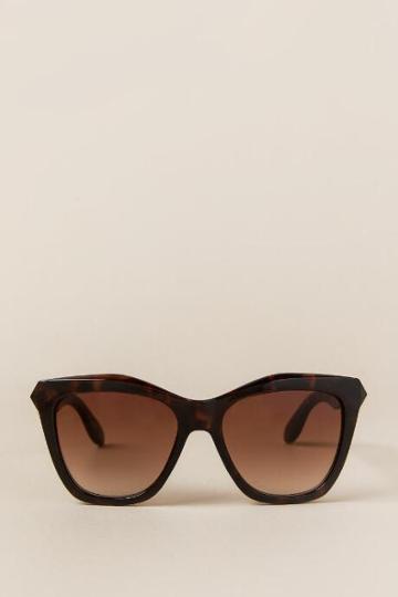 Francescca's Gloria Plastic Sunglasses - Tortoise