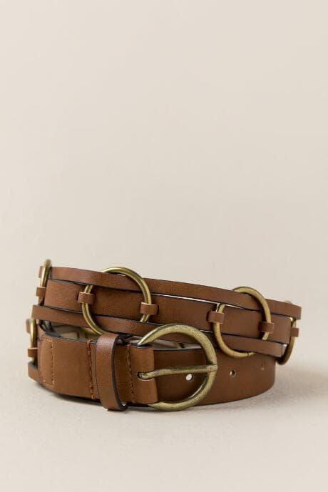 Francesca's Yuliana Woven Ring Belt - Cognac