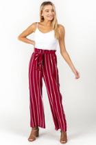 Francesca's Jace Stripe Pants - Wine