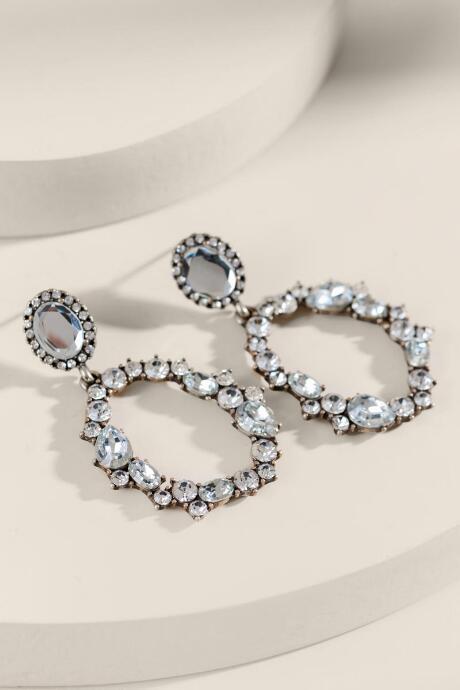 Francesca's Halle Crystal Open Chandelier Earrings - Crystal