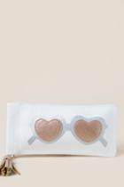 Francesca's Metallic Hearts Sunglasses Pouch - Natural