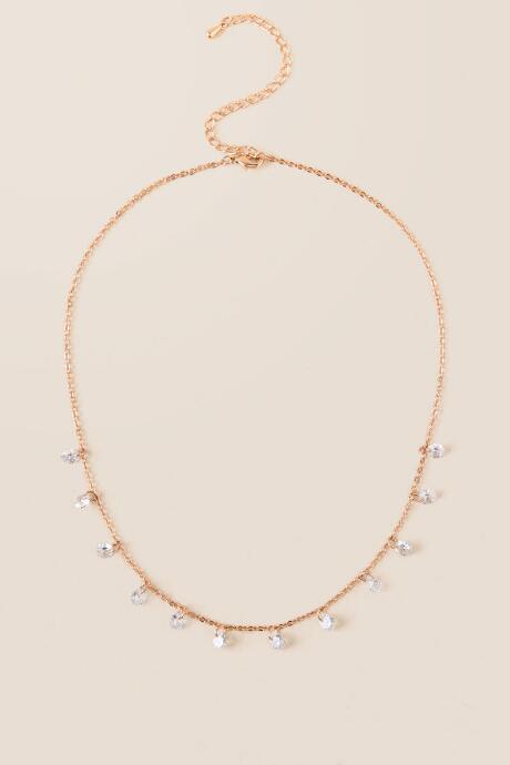Francesca's Alana Cubic Zirconia Delicate Necklace In Rose Gold - Rose/gold