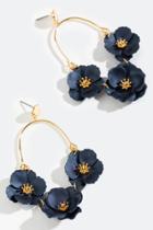 Francesca's Celina Flower Chandelier Earrings In Navy - Navy