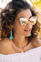 Francesca's Ariane Metal Sunglasses - Blush