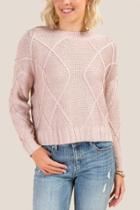 Francesca's Petra Diagonal Stitch Sweater - Blush